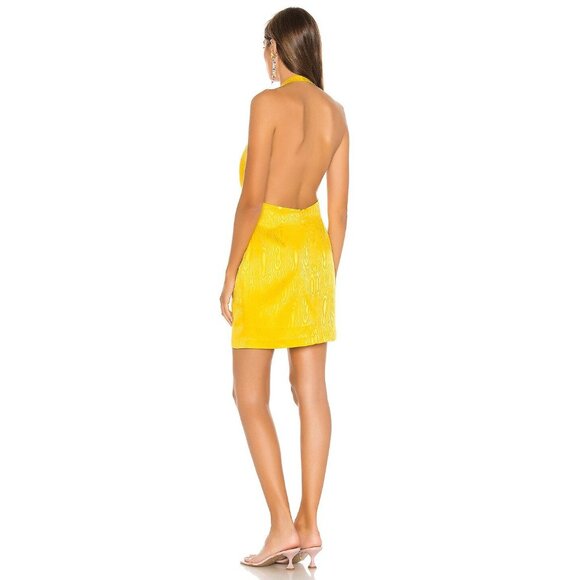 Ronny Kobo Marisa Halter Mini Dress Lemon Womens Size Medium - Picture 3 of 11